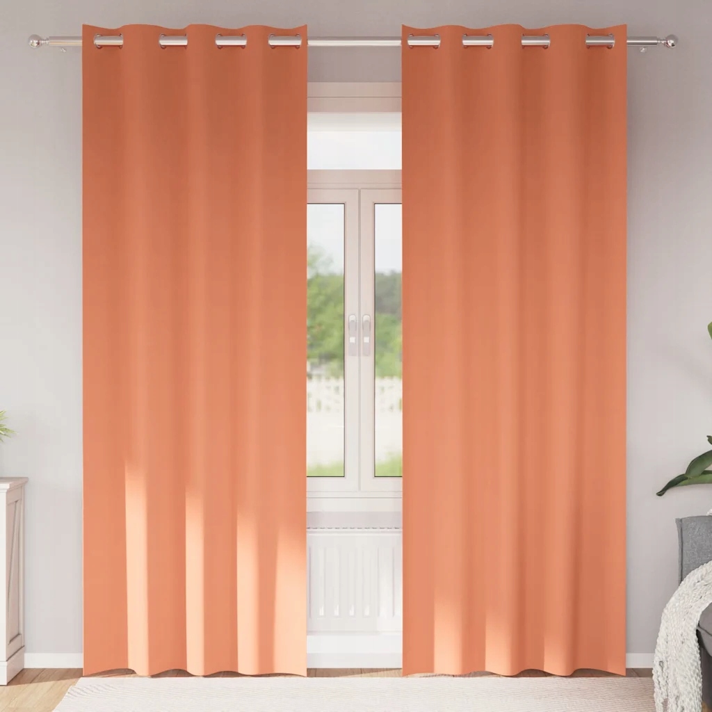 vidaXL Závěsy na zatemnění s kroužky 2 pcs Cihlová 245 x 140 cm