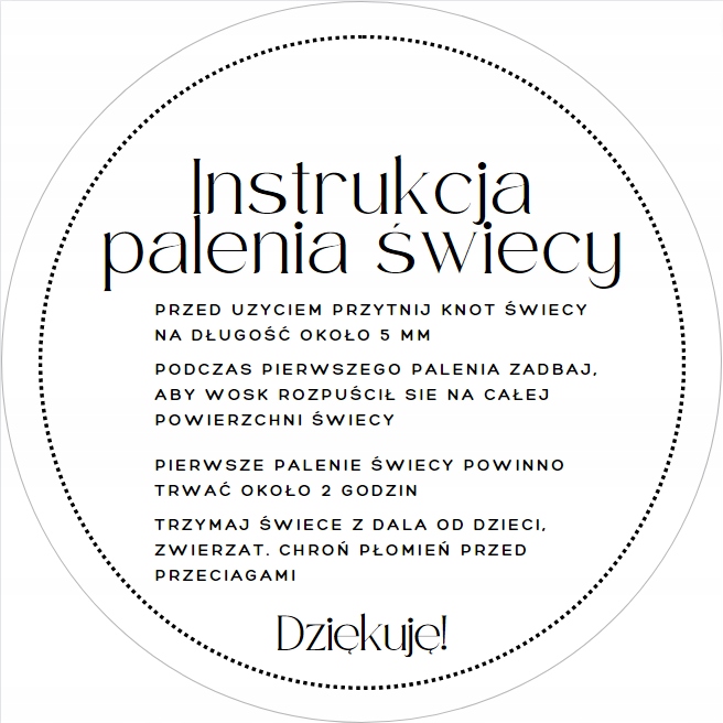 

Naklejki Instrukcja Palenia Świecy 5 CM 120 Szt