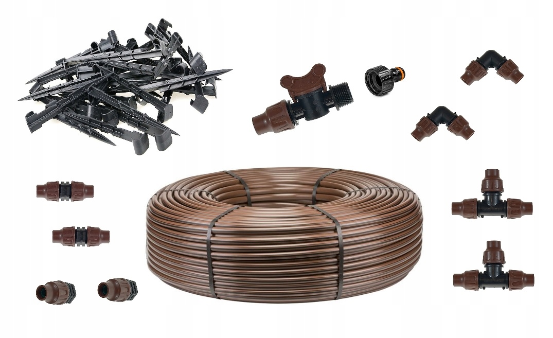 Linia kroplująca 25m z kompensacją ciśnienia zestaw Premium seria Brąz