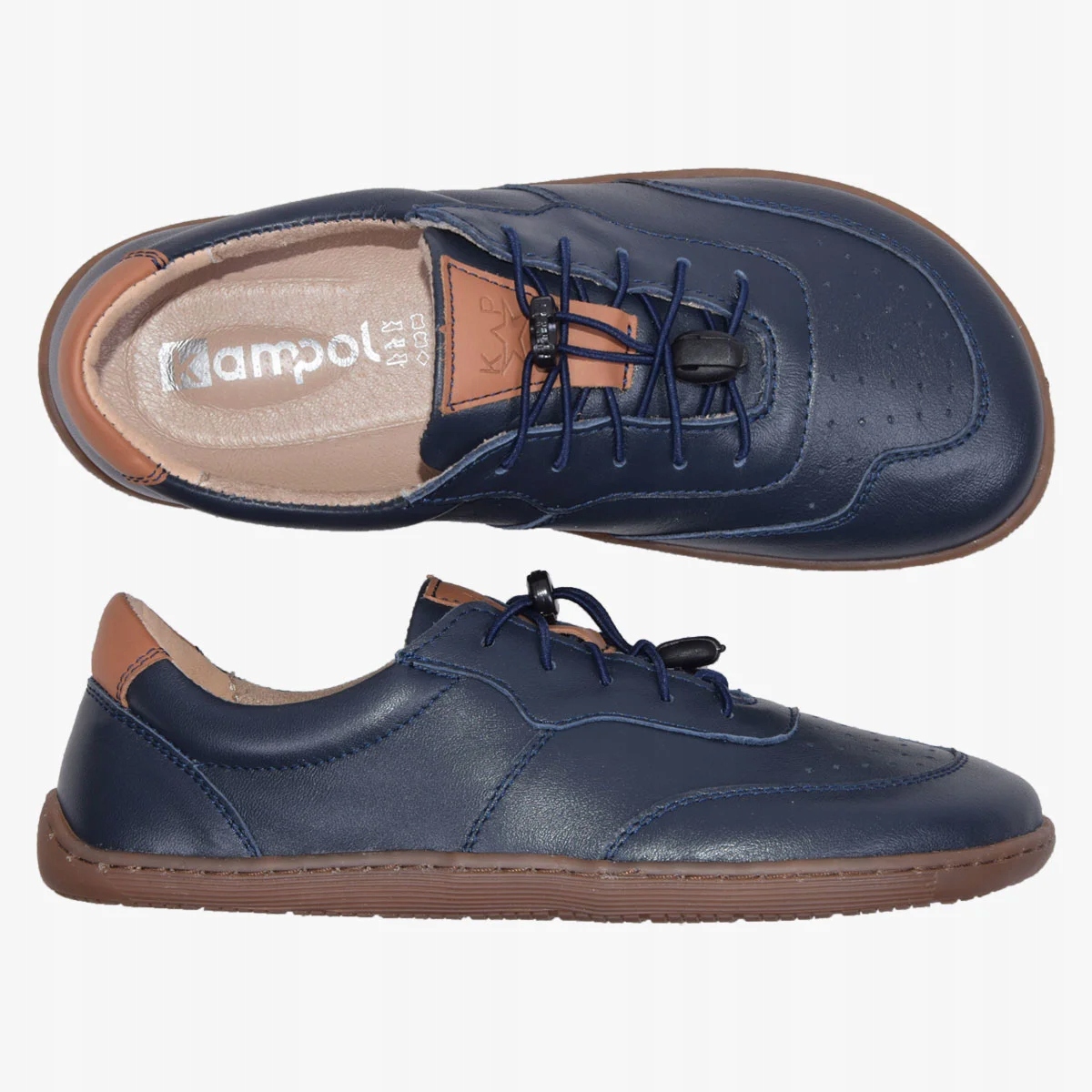 Dámské Minimalistické Barefoot Boty Široké Kožené Tmavě Modré Kampol 40