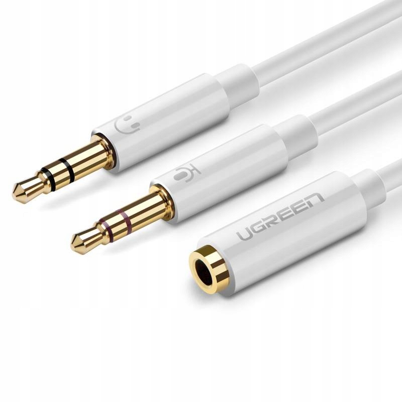 UGREEN ADAPTER KABEL ROZDZIELACZ AUDIO AUX SŁUCHAWKI MIKROFON MINIJACK 28CM
