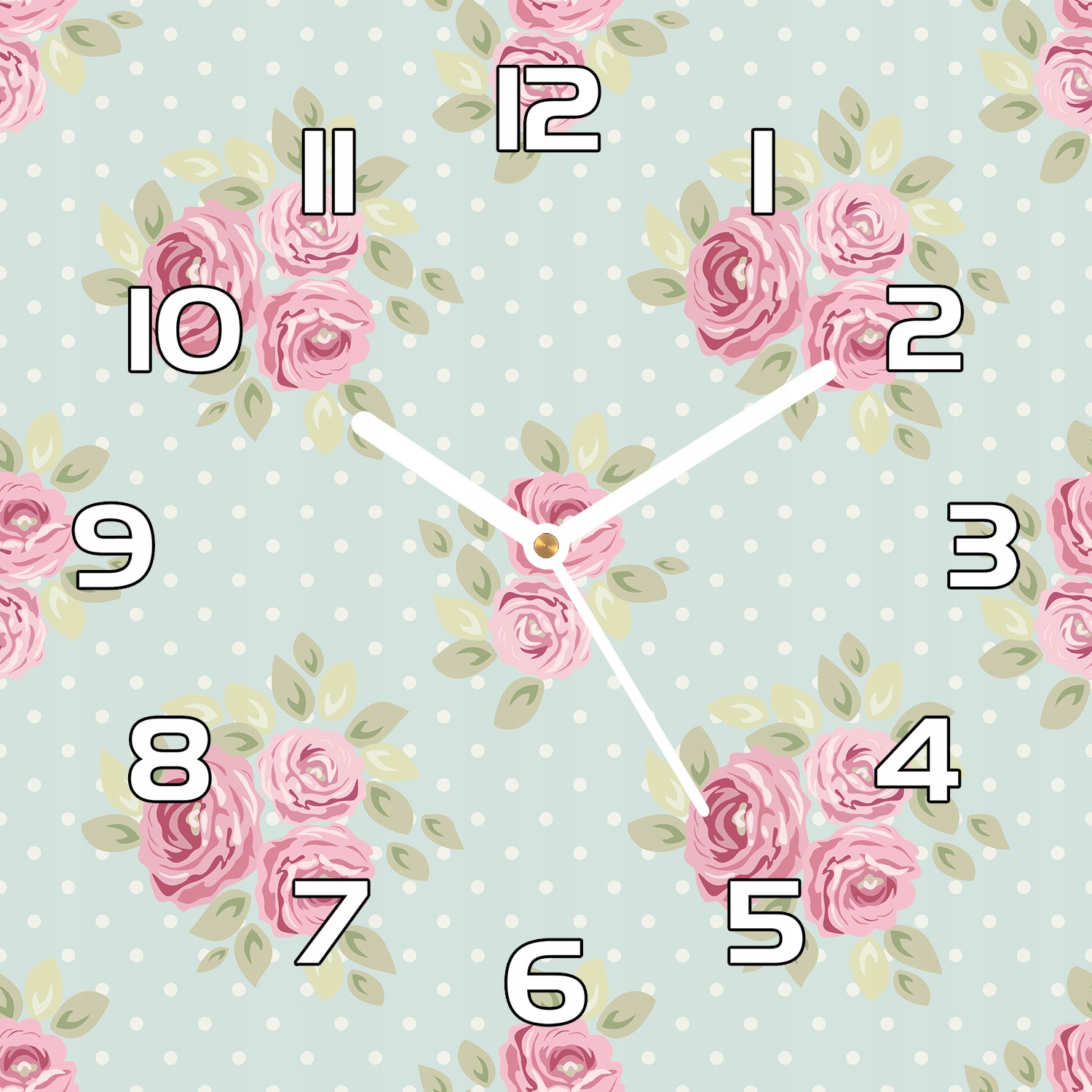 

Nowoczesny zegar na szkle Różowe bukiety 30x30 cm