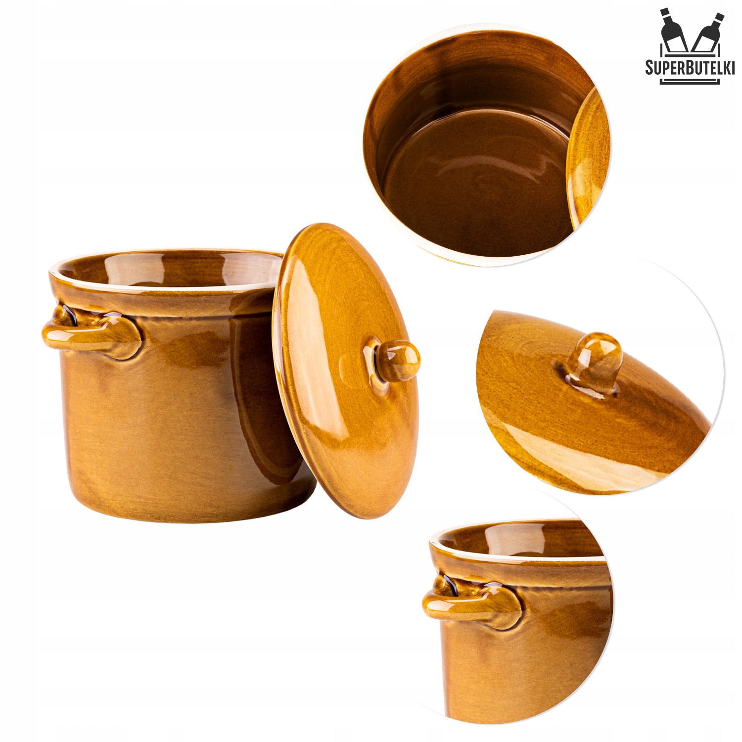 Garnek kamionkowy 1L na smalec kapustę żywność Marka SuperButelki