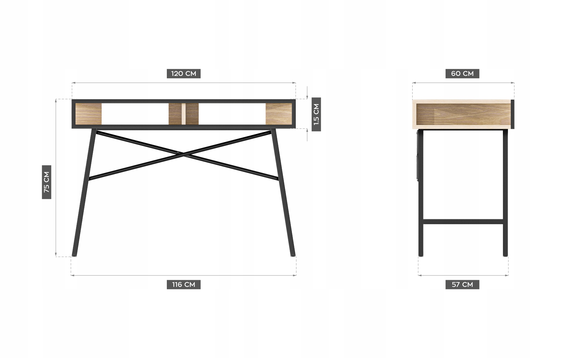 Biurko z półkami Stylowe INDUSTRIALNE Mark Adler Leader 4.2 Loft Szerokość mebla 110 cm