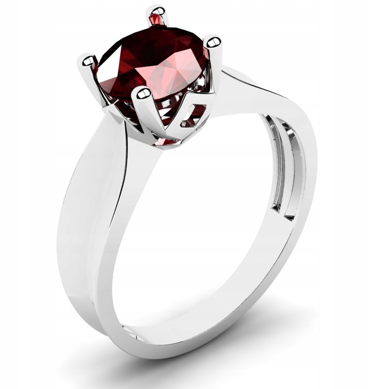 

Pierścionek Z Białego Złota Z Bordową Cyrkonią