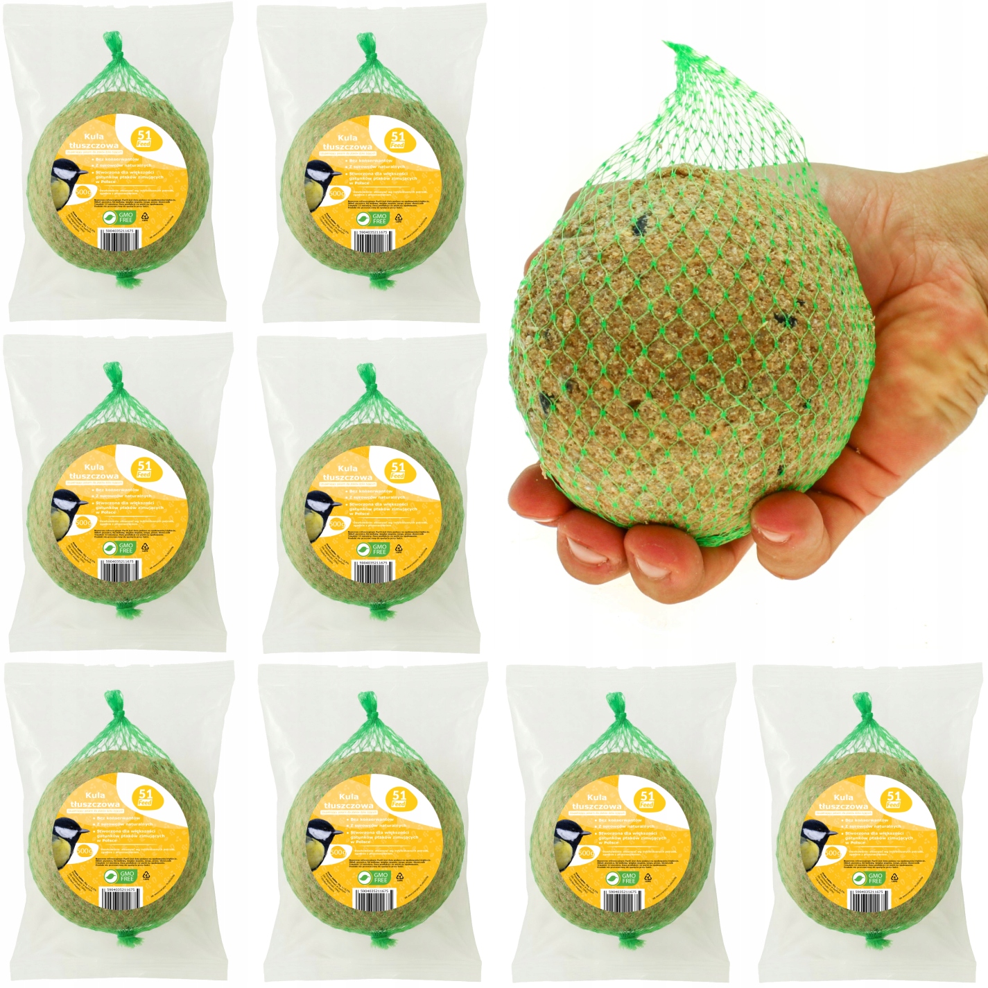 Levně Tukové Kuličky Pro Ptáky 8 x 500 g Krmivo Krmná Směs Obsahuje Slunečnicové Zrno