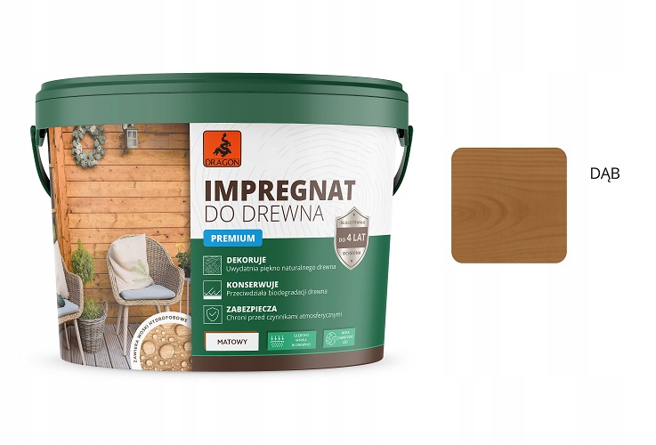 

Impregnat Do Drewna Premium Dragon 10 l Dąb