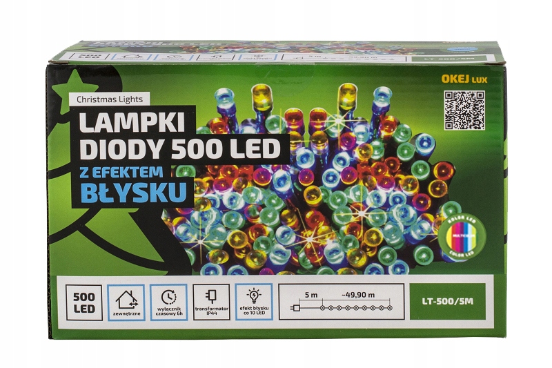 Lampki Choinkowe 500 LED BŁYSK 50m Timer MULTI Motyw Brak