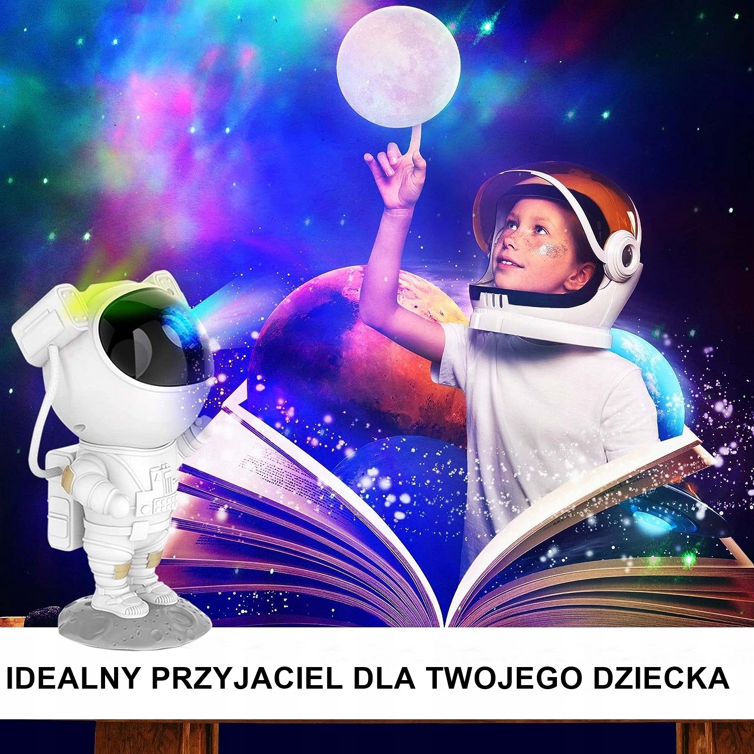 PROJEKTOR ASTRONAUTA GWIAZD NIEBA LED LAMPKA NOCNA WYŚWIETLACZ PROJEKCJA == Marka inna