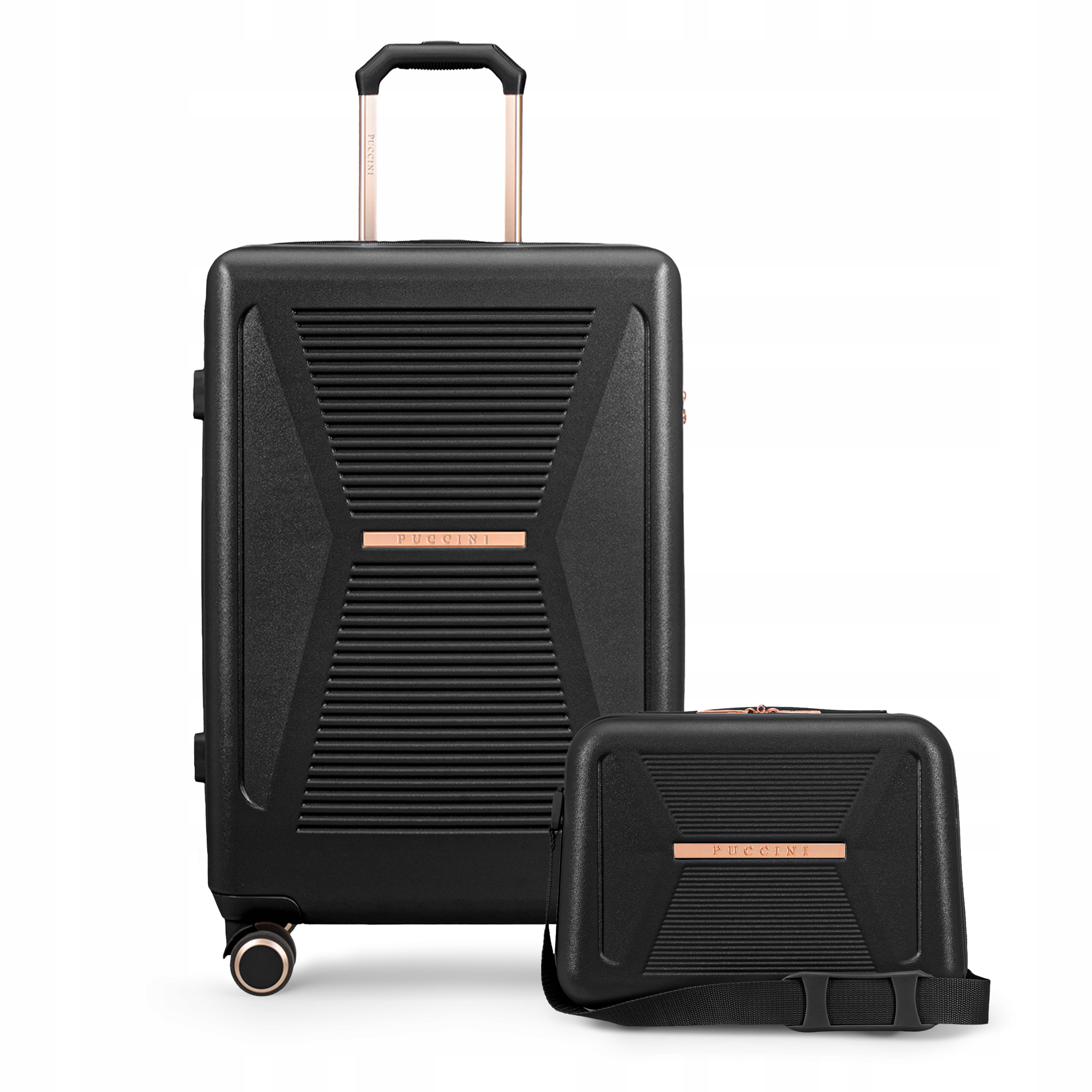 Puccini Zestaw Walizek Podróżnych Średnia+Kuferek Poliwęglan Pc Komplet 2w1