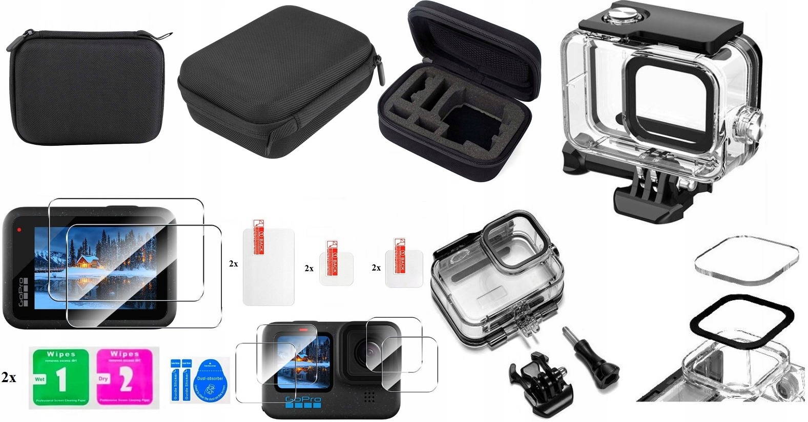 Pouzdro Kufr pro GoPro Hero 12 11 10 9 8 6x Sklo Vodotěsné pouzdro