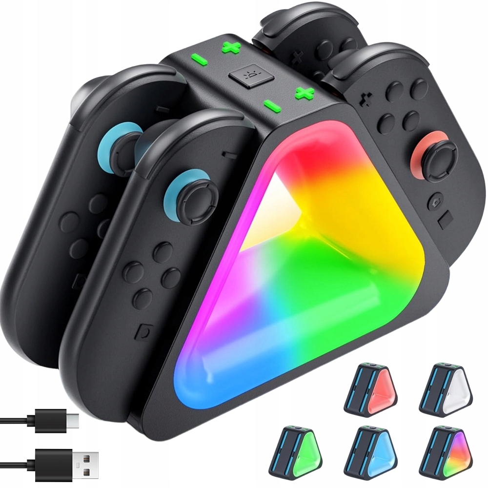Ładowarka Trójkątna Do 4 Joy-Con Nintendo Switch 2 Z Efektami Świetlnymi