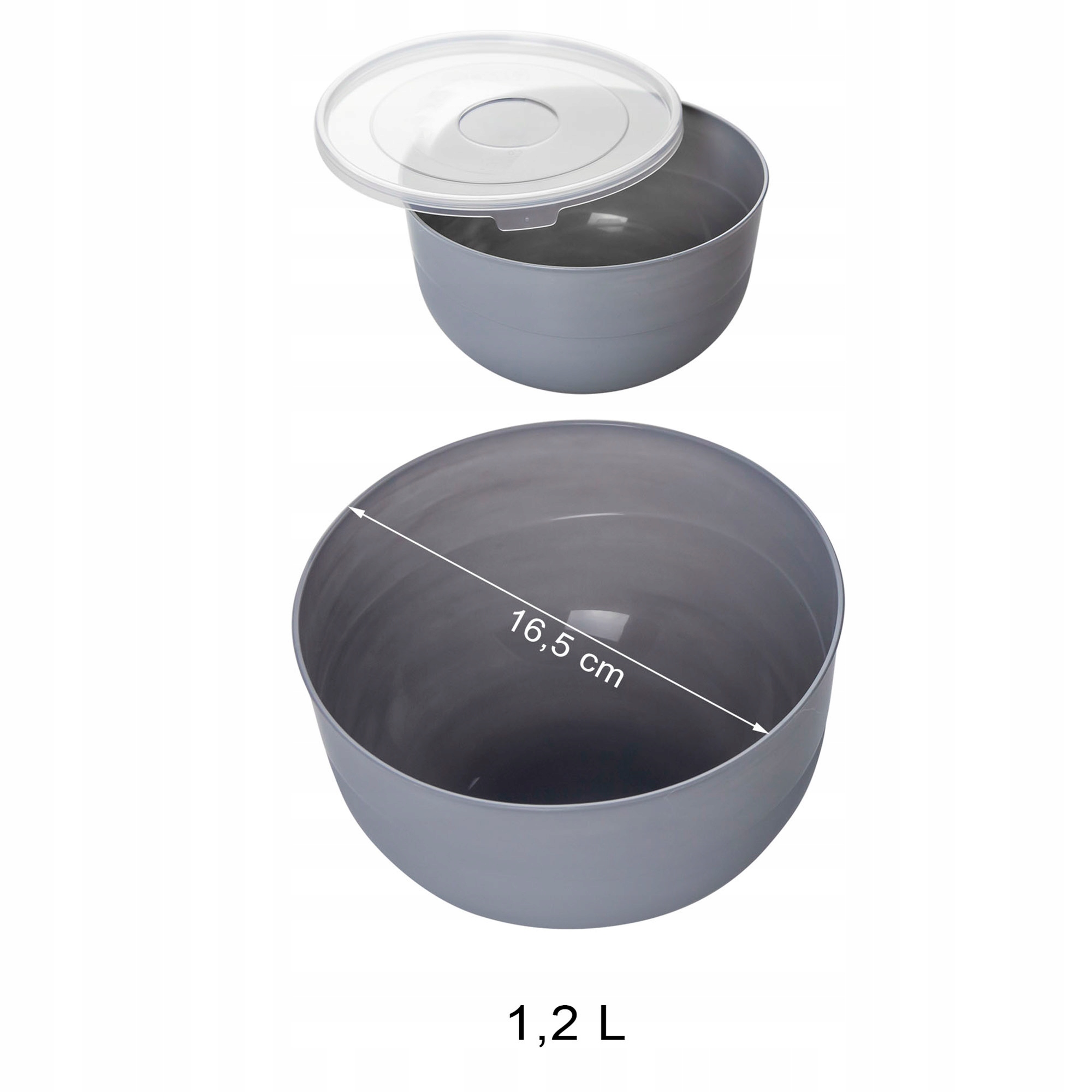 MISKA KUCHENNA PLASTIKOWA Z POKRYWKĄ SZARA 1,2 L Marka inna
