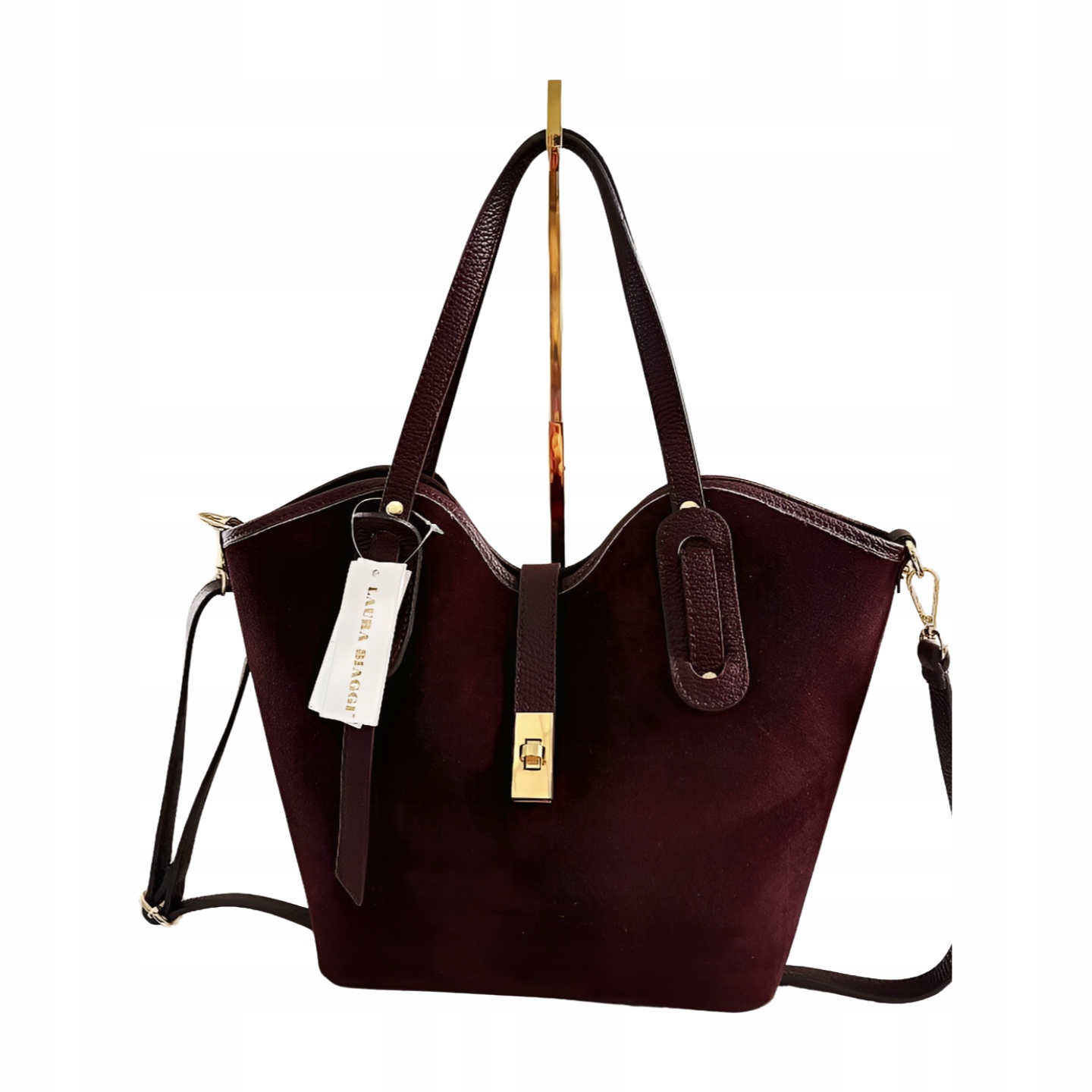 Laura Biaggi shopper kabelka semišová bordó