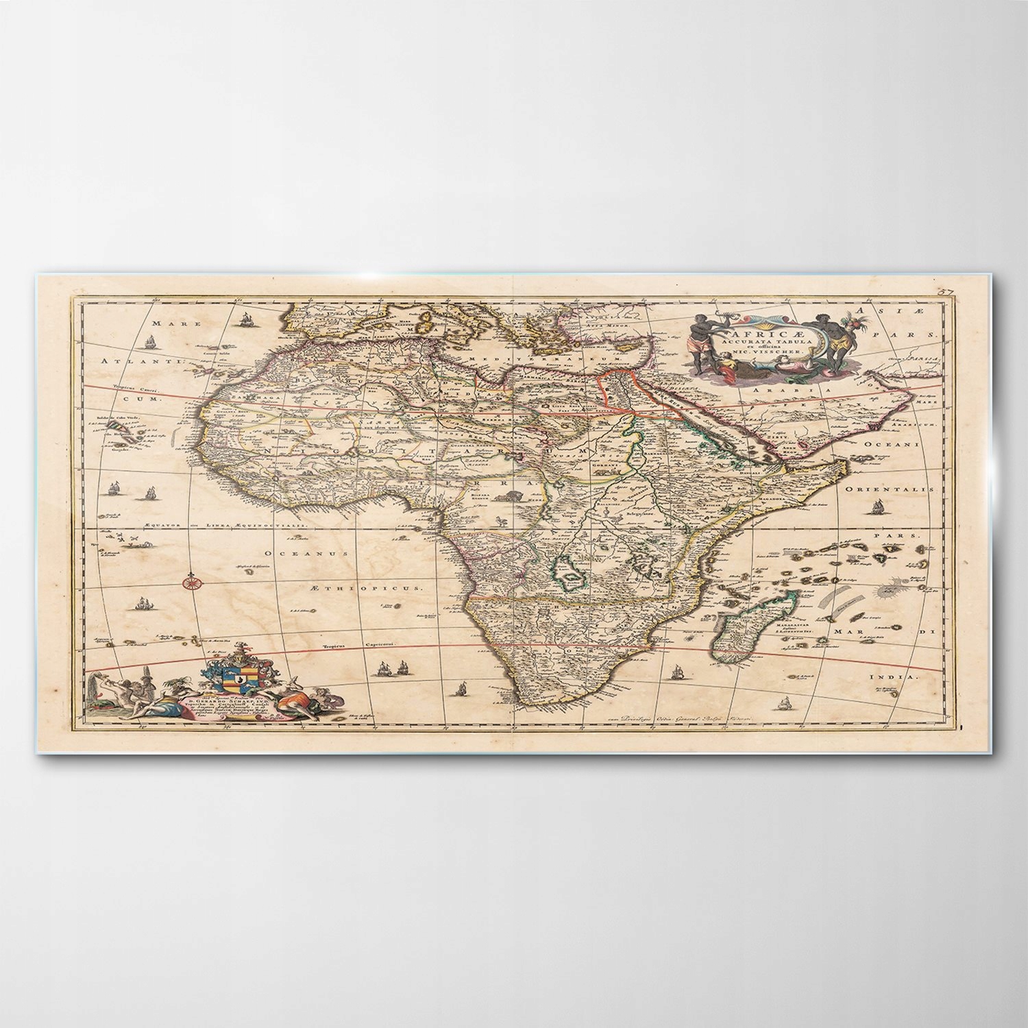 Obraz Sklenený dekor Mapa Afrika Vintage 120x60