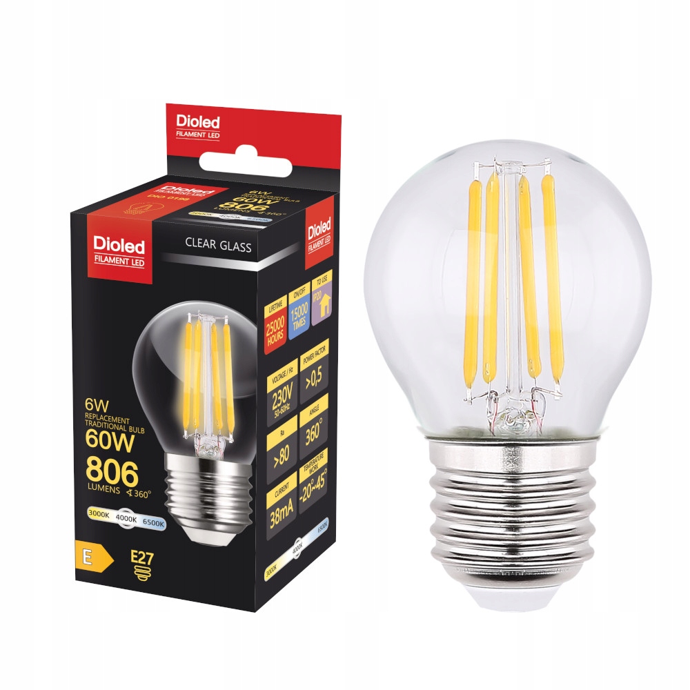 

Żarówka Led E27 6W 806lm neutralna filament retro