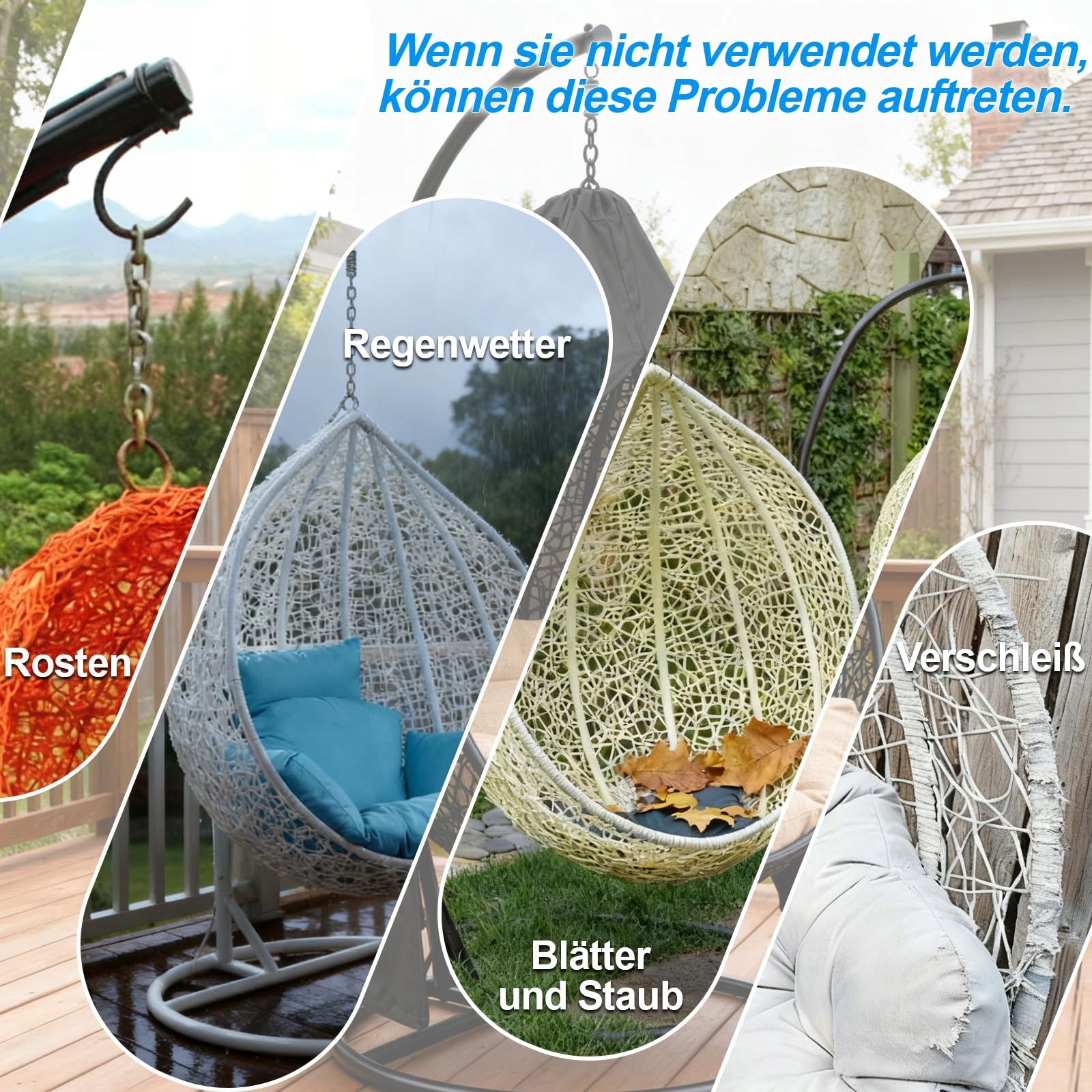 Pokrowiec Na Fotel Wiszący Ogrodowy Odporny UV 420D 230x200cm Queltrix — miniatura 7