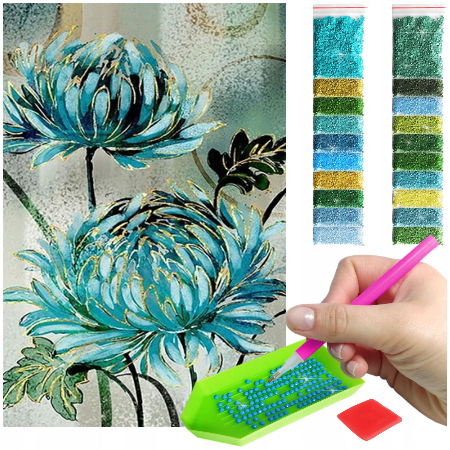 Výšivka Diamond Painting mozaika modrá harmonie sada