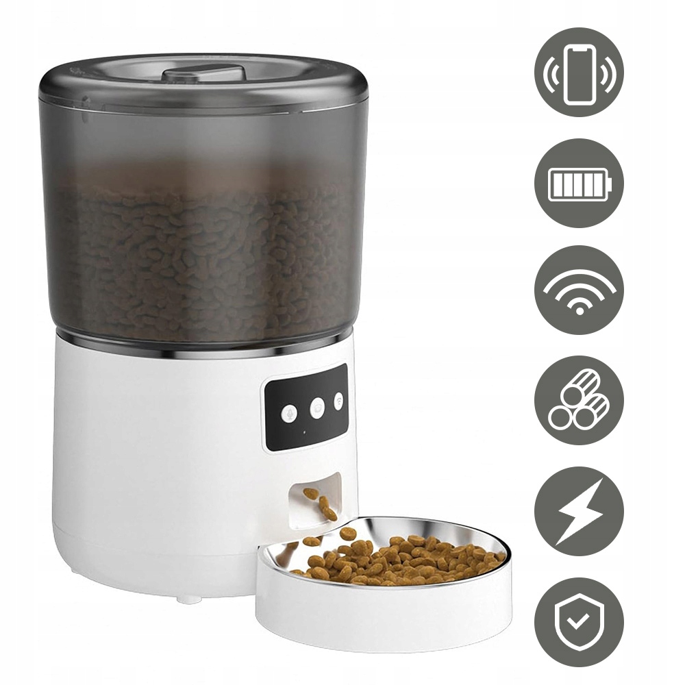 Levně Automatický Podavač Krmiva 4L S Aplikací Ovládání Pro Psa Kočku