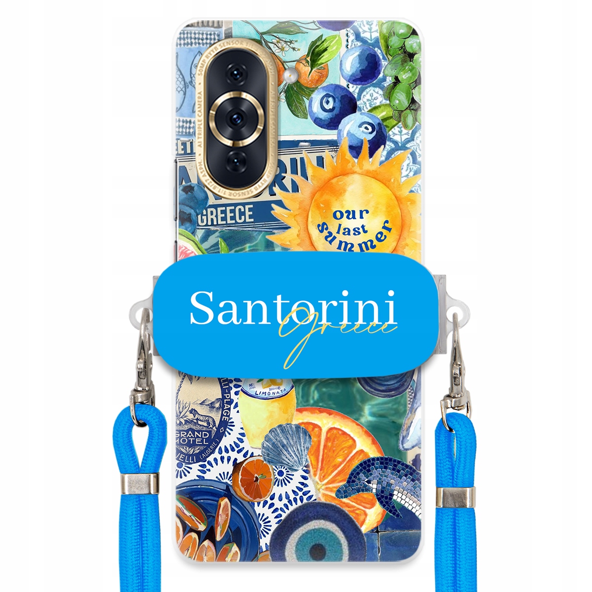 Puzdro pre Huawei Nova 10 Pro Modré Crossbody vodítko držiak Santorini Sea