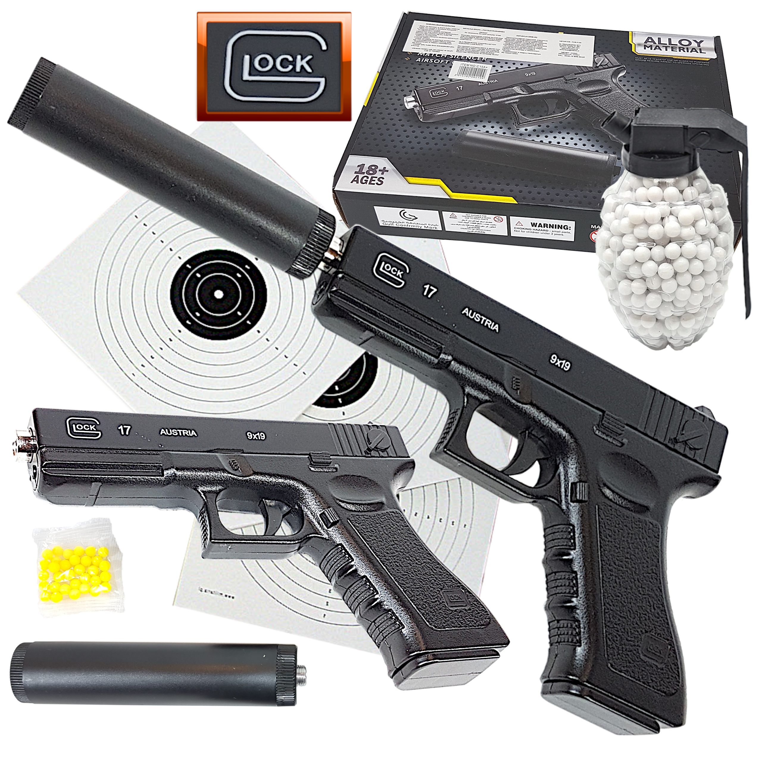 

Metalowy Pistolet Glock 17,100% METAL+Granat kulki