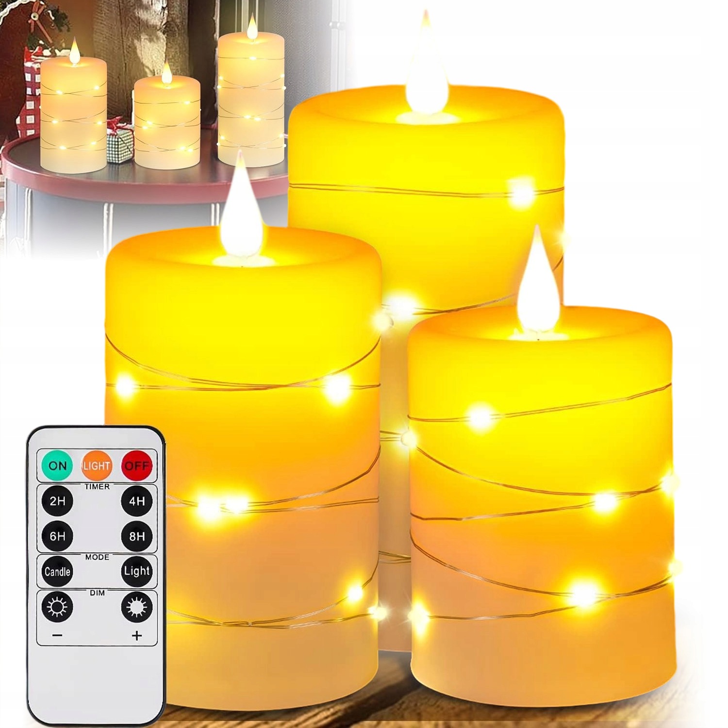 3 Ks Elektrická Led Svíčka Ozdobná Vložka Do Hřbitovních Svíček Led Sada S Časovačem