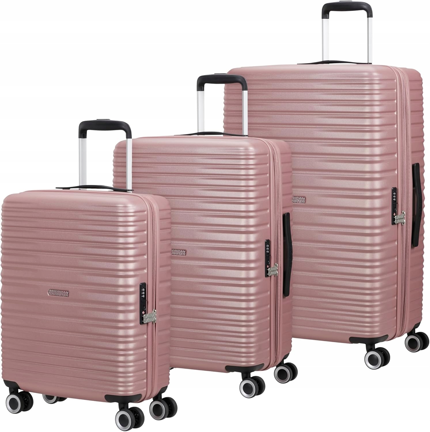 Sada tvrdých kufrů American Tourister Aerotech Růžový Abs S M L