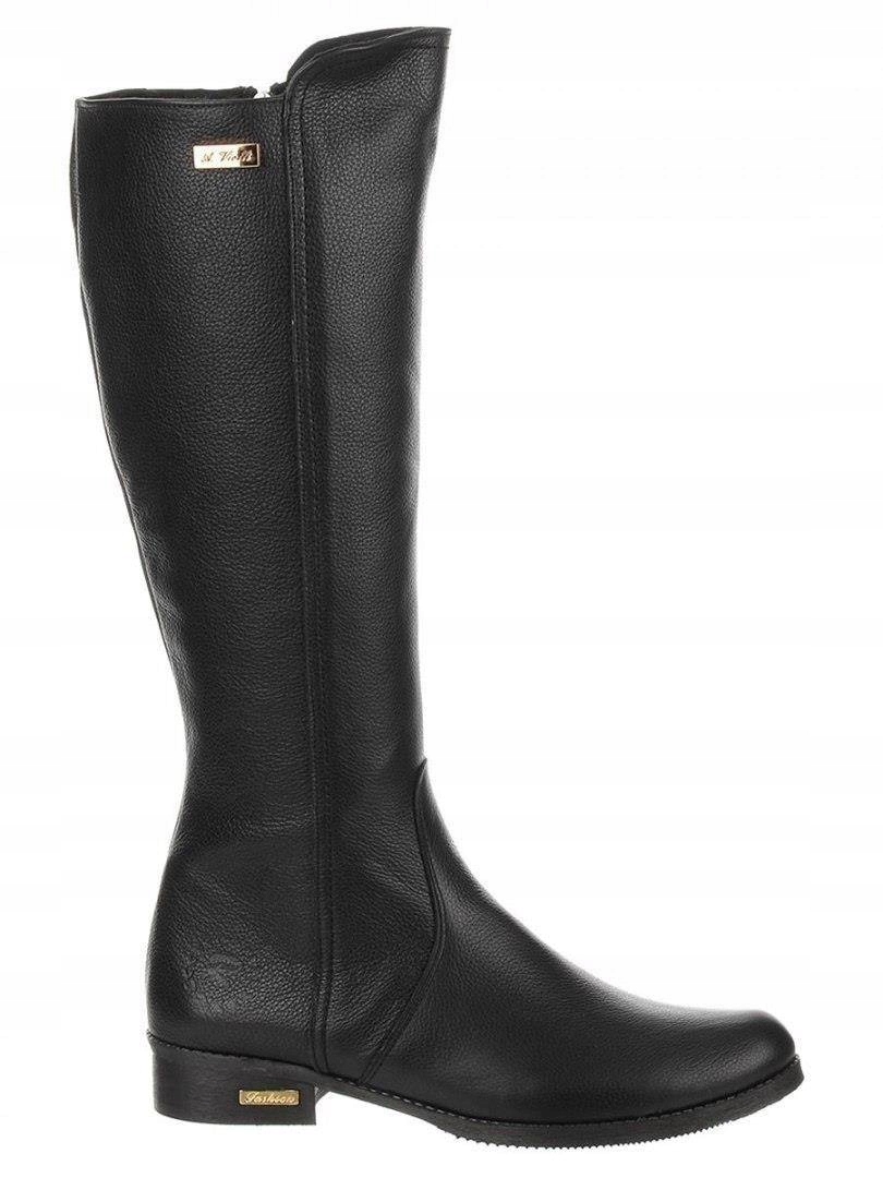 Olivier zateplené kozačky Ana přírodní kůže plochý podpatek 37