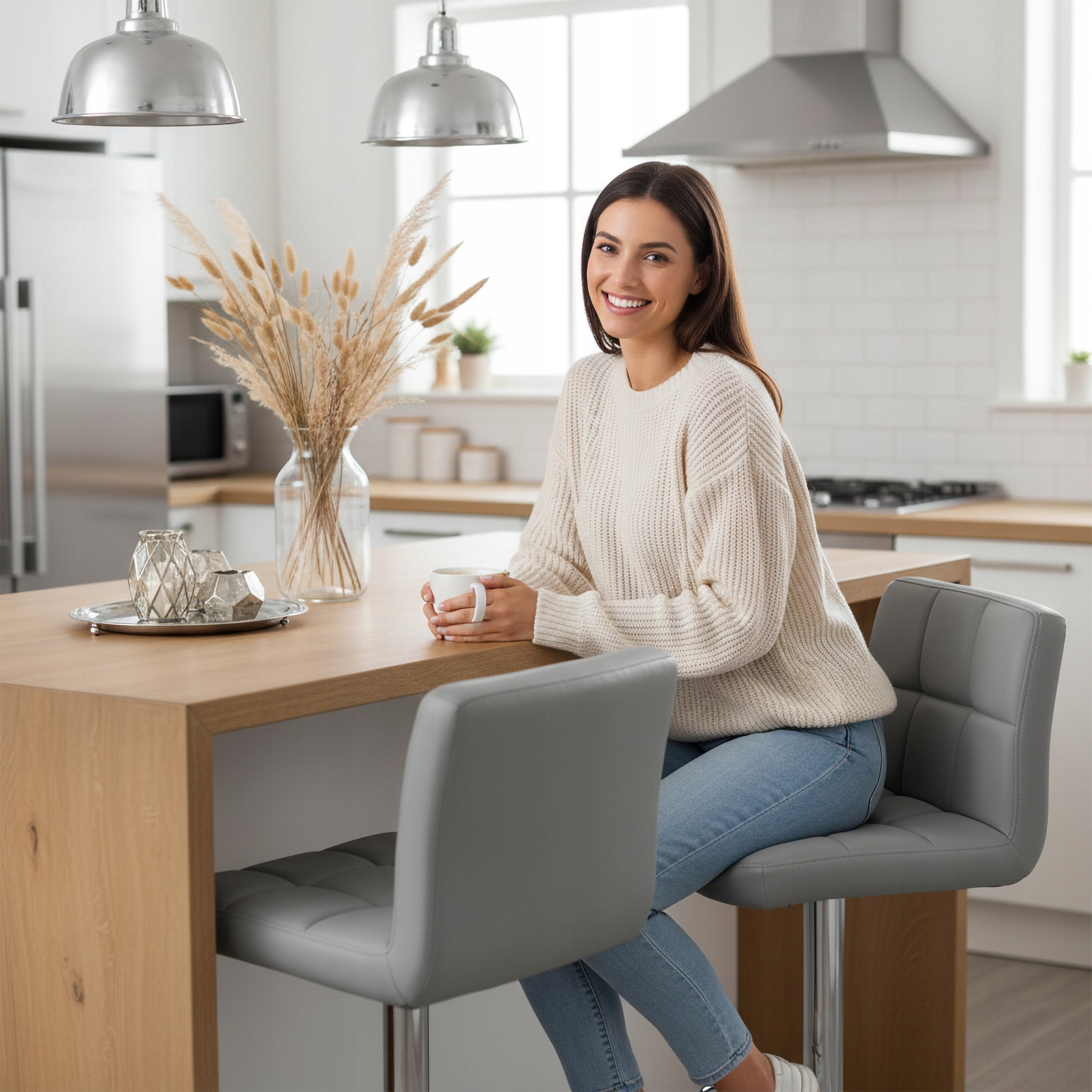 Barová Židle Barová Židle Stolička Do Kuchyně Otočná Regulace Šedá