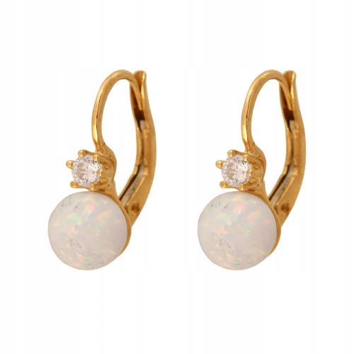 Dámské náušnice ze zlata 585 se světlým opálem a kubickou zirkonií jako dárek