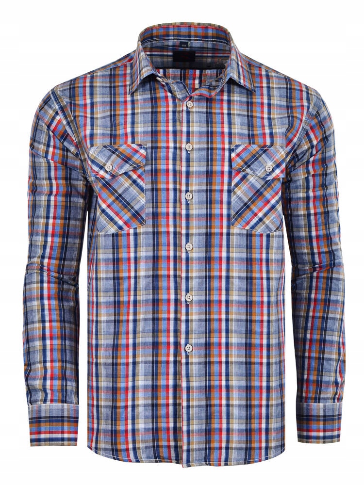 Košile Kostkovaná Modrá Dlouhá Velká 47/48