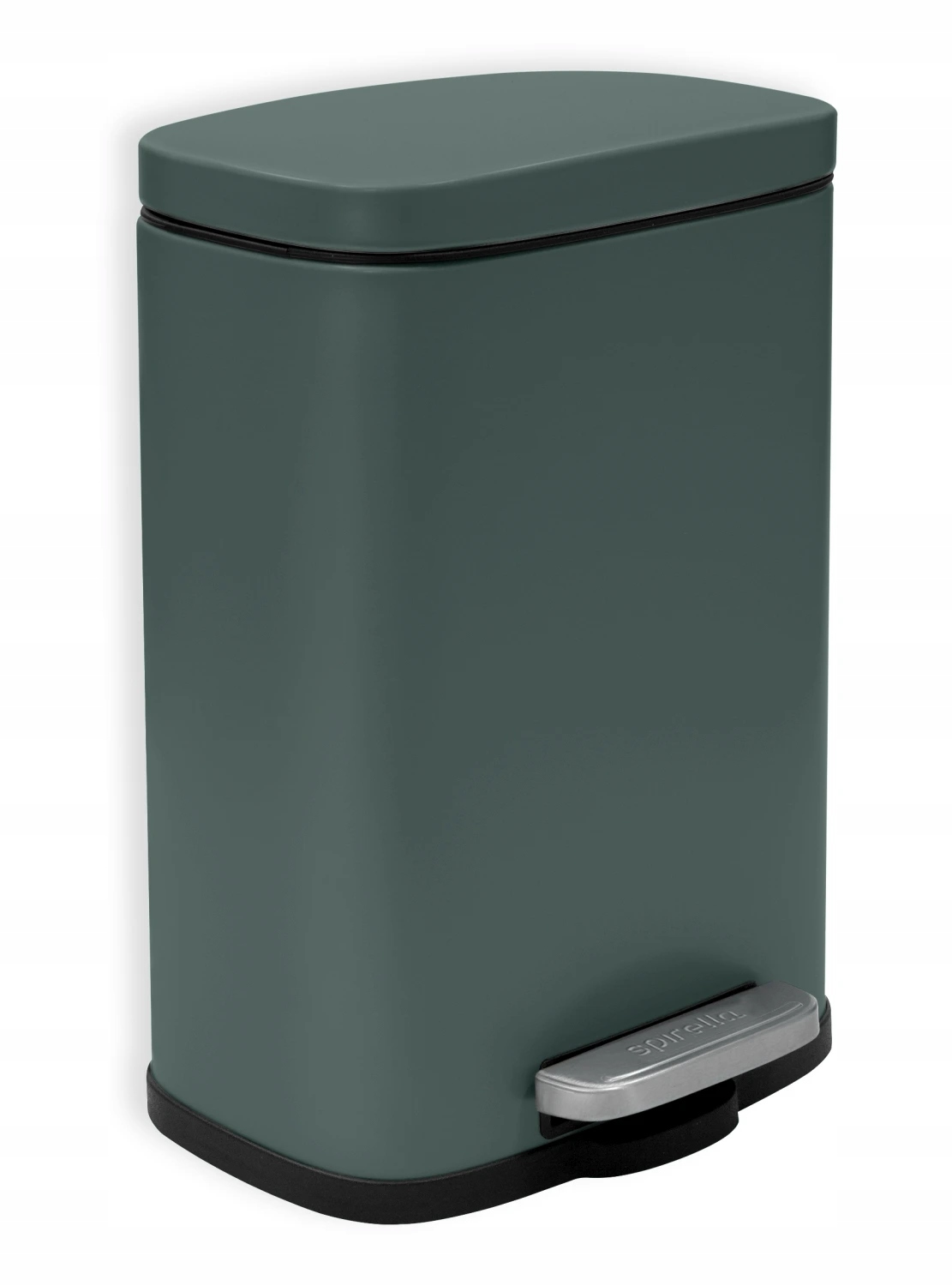Levně Spirella pedálový odpadkový koš Akira, matná tmavě zelená ocel, 5 L