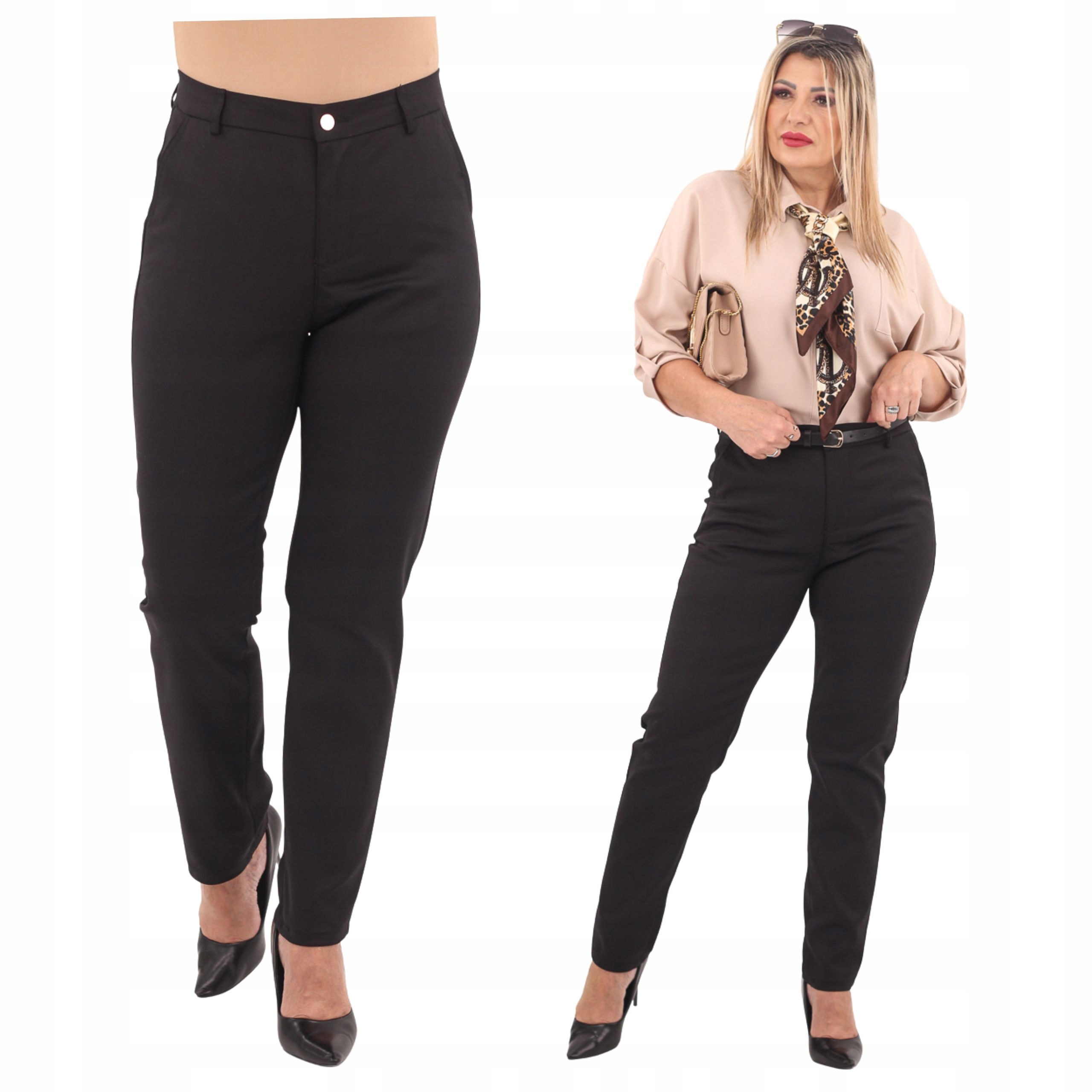 Spodnie Damskie Z Paskiem Bawełniane Duże Rozmiary Wysoki Stan