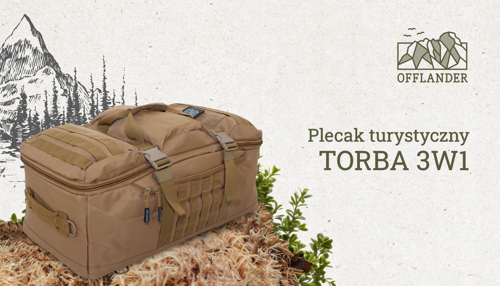 Torba Podróżna i Plecak 3 w 1 Offlander 54L pojemna jakość wykonania