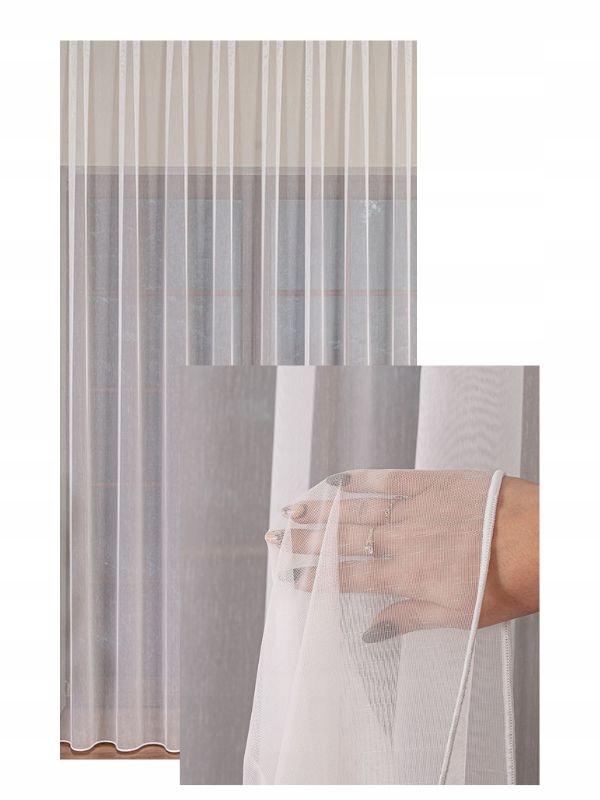 Záclona Bílá Průhledná Lehká Dešťová Efekt s Drakovou Páskou 250x220