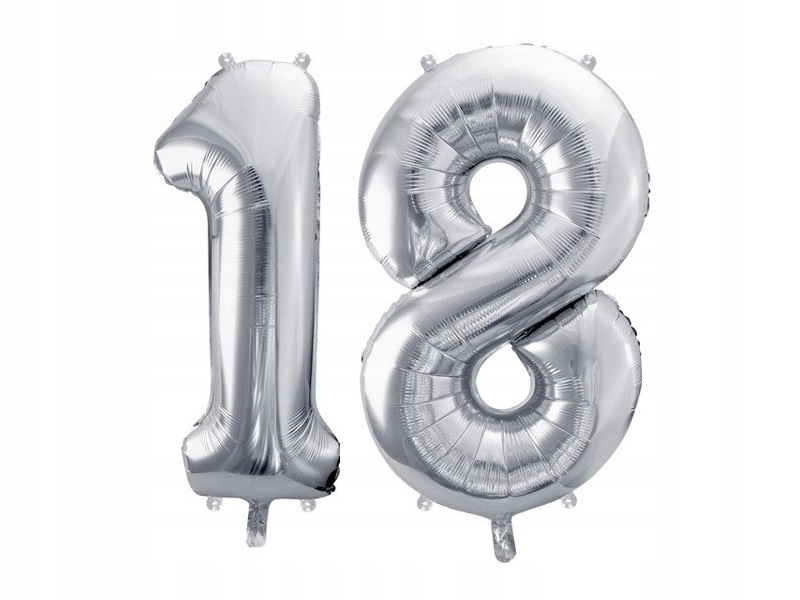 

Balony na 18 Urodziny osiemnastkę srebrne 86cm