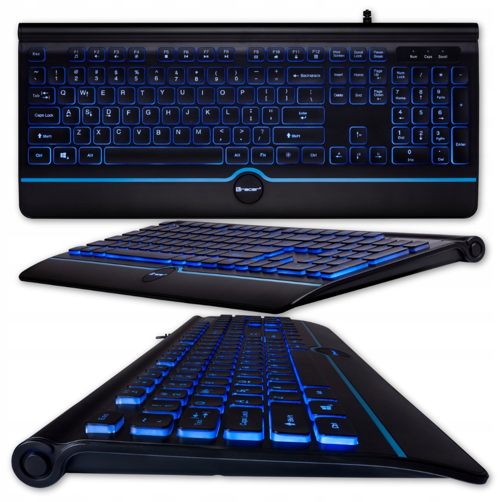 Tichá Led podsvícená drátová Klávesnice plochá Kancelářská