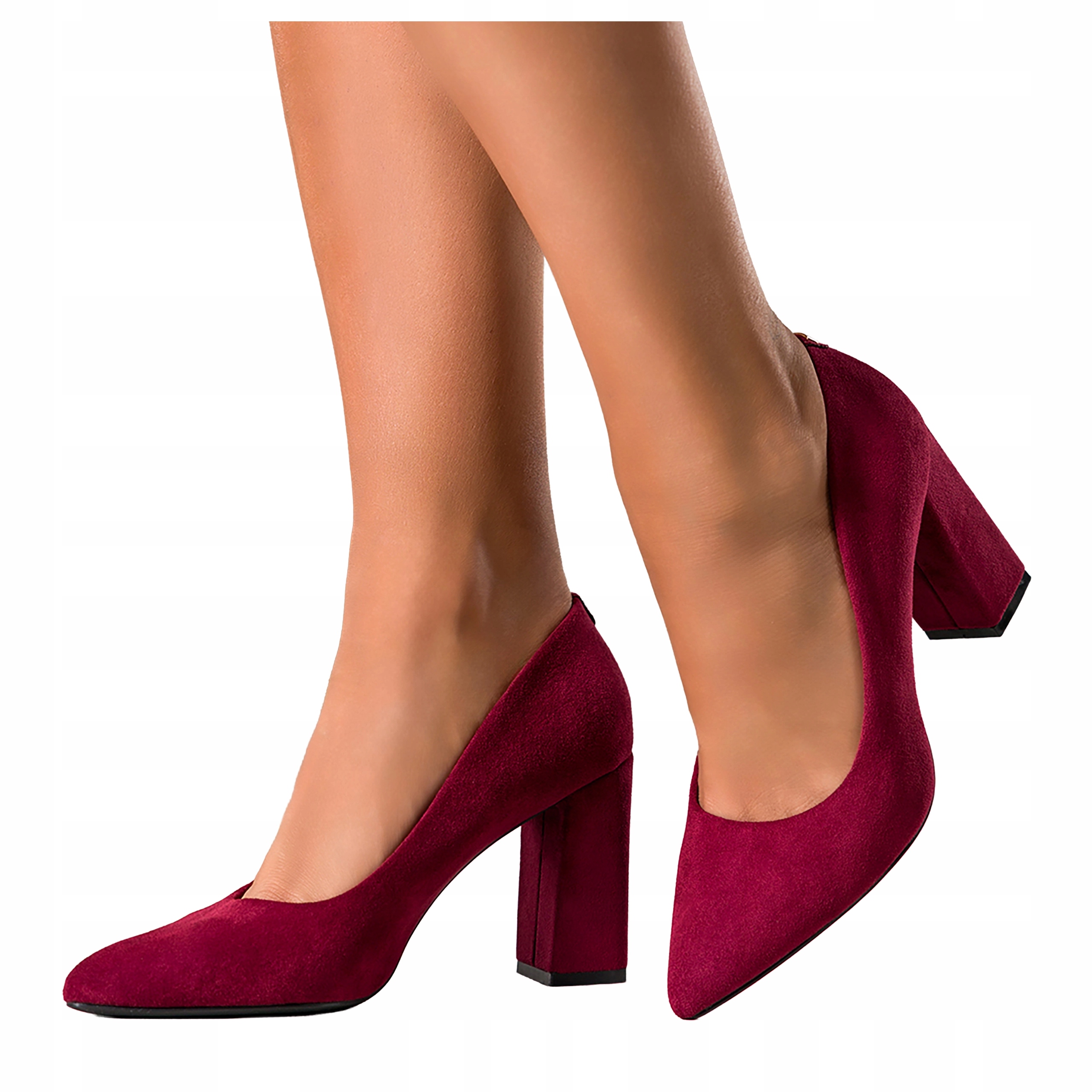 Lodičky Bordové Dámské Podpatek Sloupek Semišové Klasické Pohodlné Módní vel 40