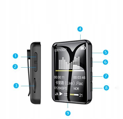 Odtwarzacz muzyczny MP3 MP4 Bluetooth Radio+64G Funkcje radio