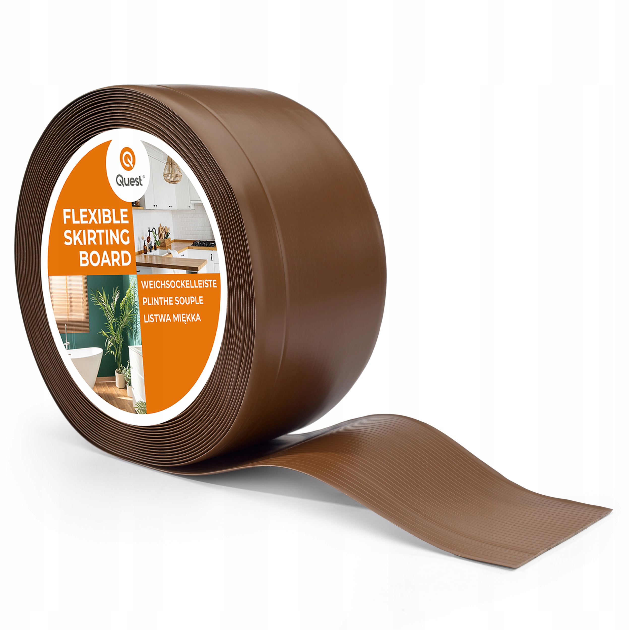 Podlahová lišta Pvc 100/25 hnědá, 15 m, flexibilní, soklová
