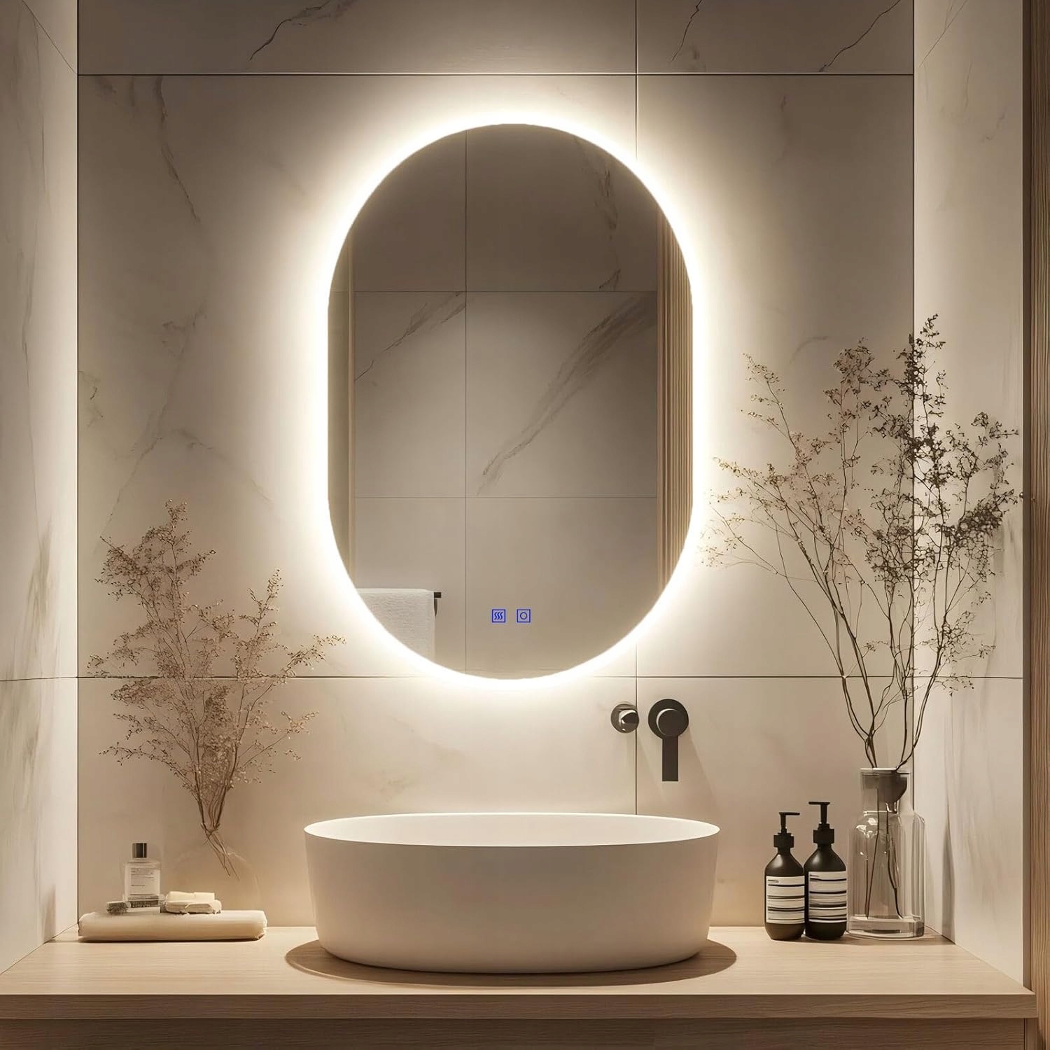 Oválne kúpeľňové Led zrkadlo, 600 x 800 mm