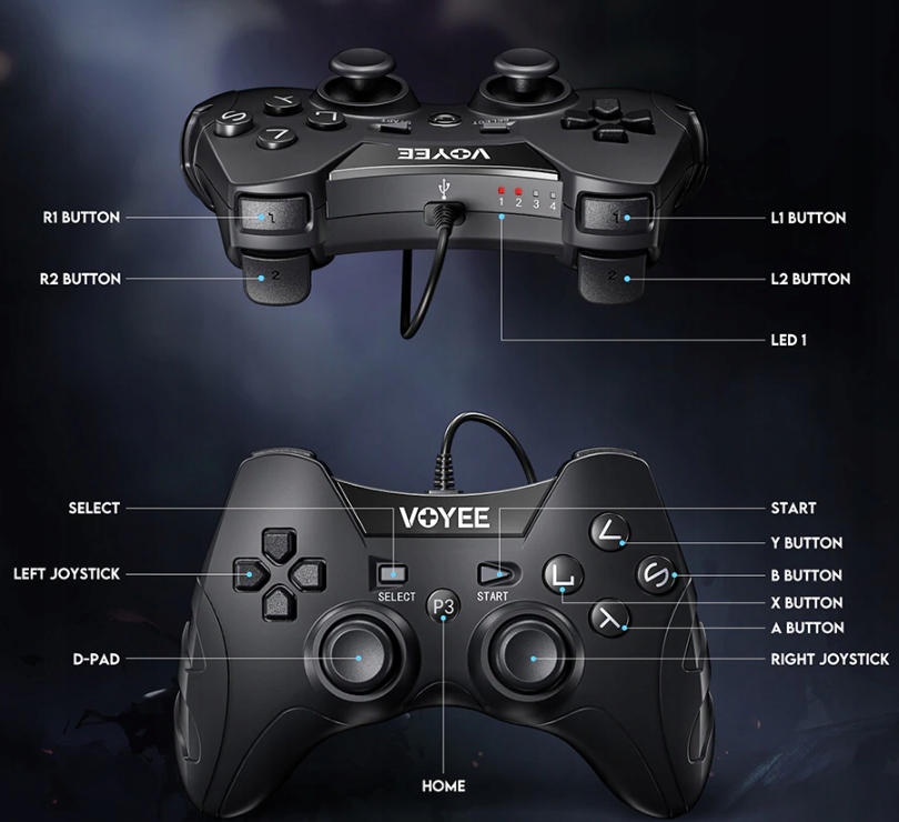 VOYEE Pad przewodowy do konsoli Ps3 /PC ` Marka Zgeer