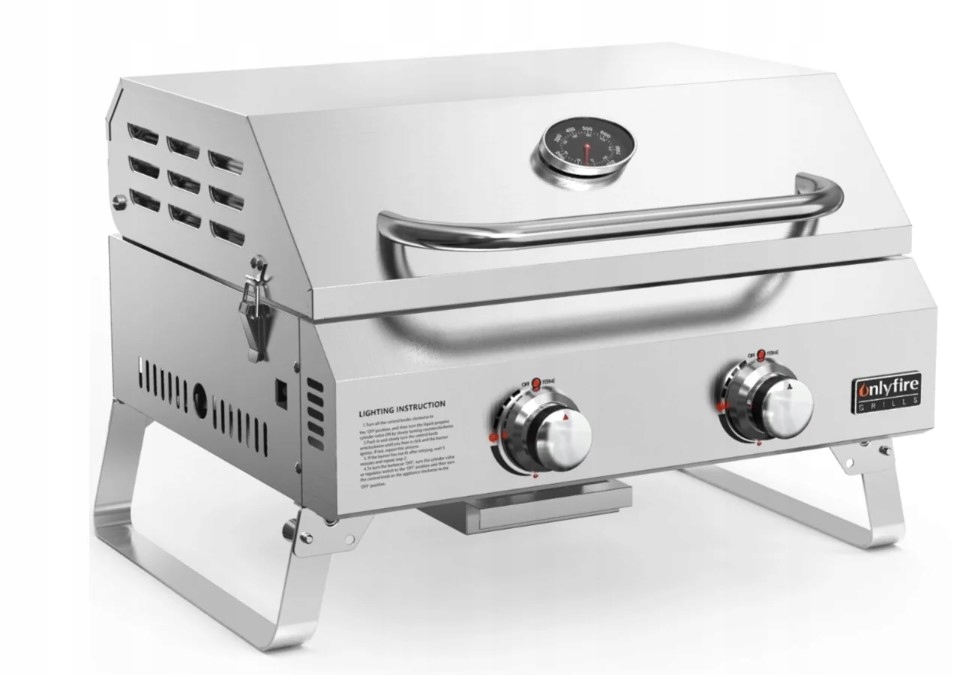 Onlyfire Stolní plynový gril 2 hořáky 20palcový přenosný propanový gril