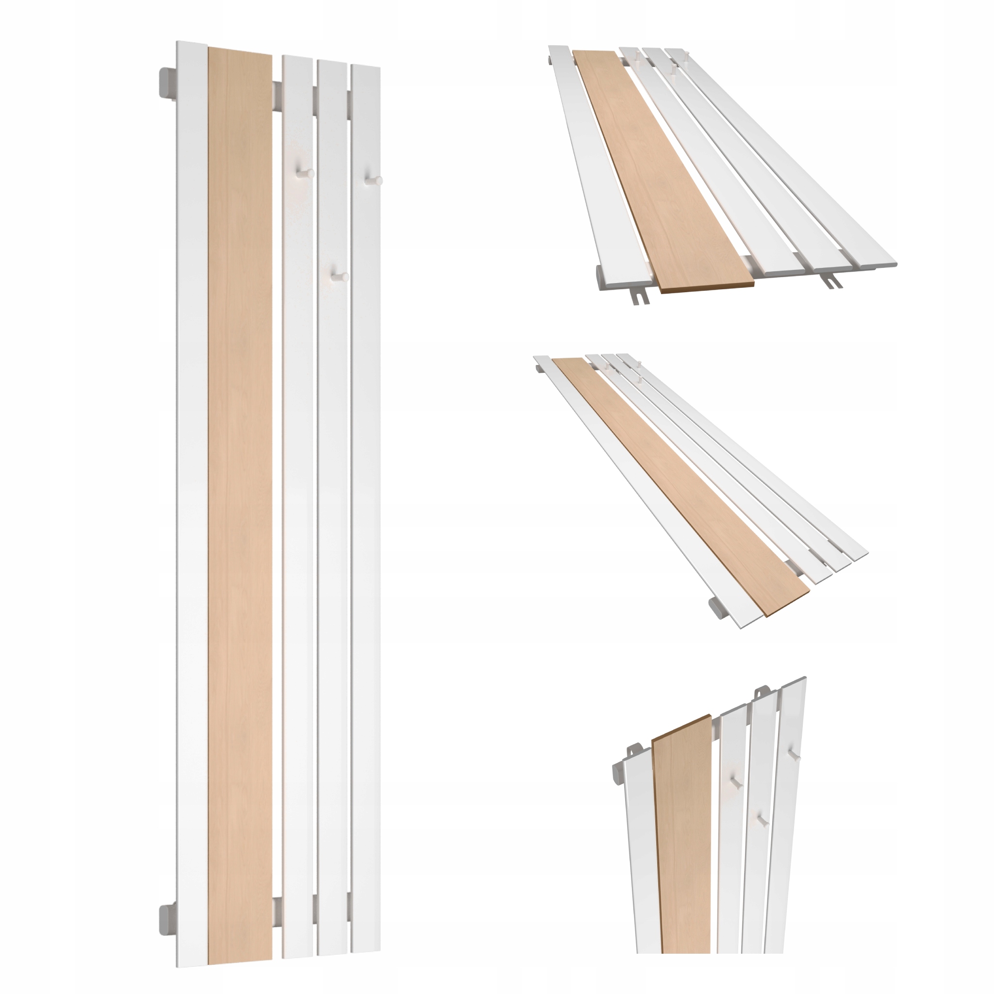 Dekorativní radiátor s věšáky Bello Hook Wood 160x52 Bílý Poloviční