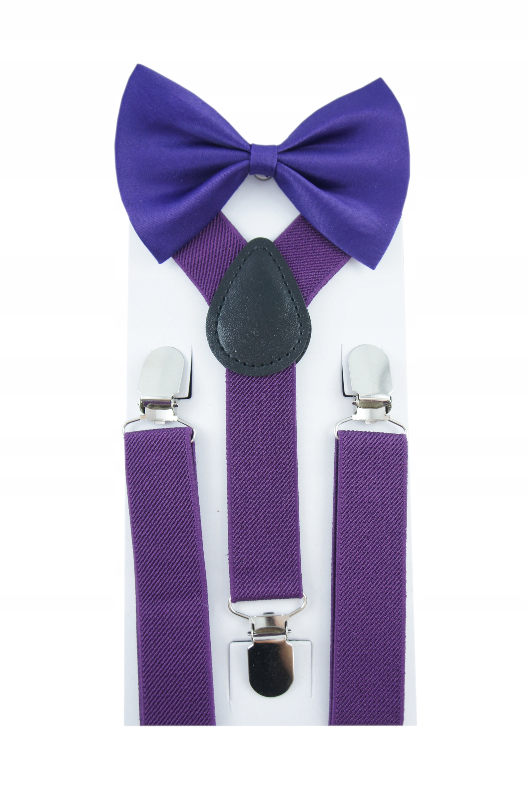 Szelki i muszka dla chłopca dziecka FIOLET ŚLIWKA