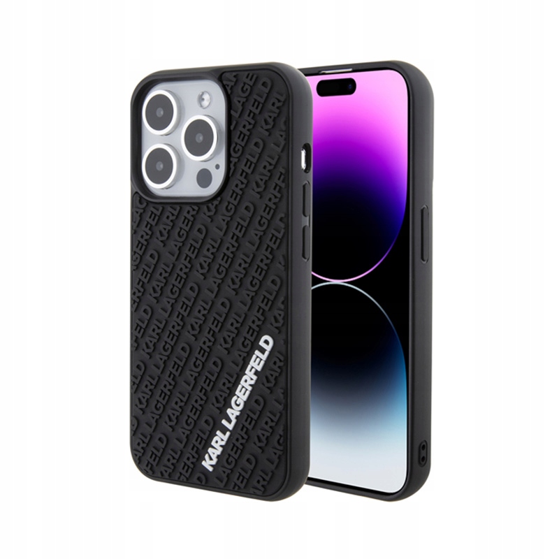 Karl Lagerfeld 3D Rubber Multi Logo Pouzdro pro iPhone 15 Pro (černé)