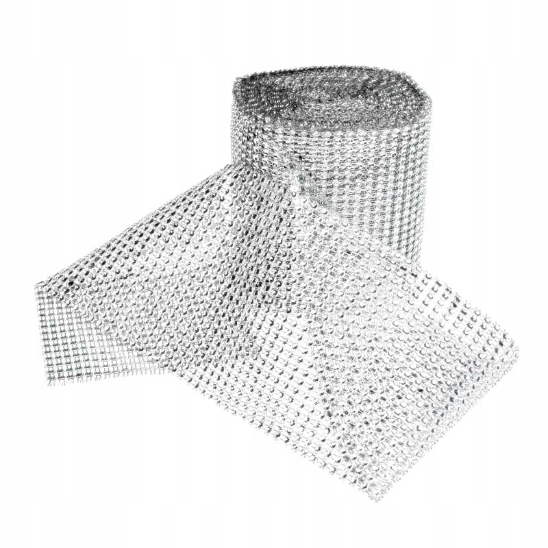 

Taśma z cyrkoniami diamentowa 12cm x 9 m Srebrna