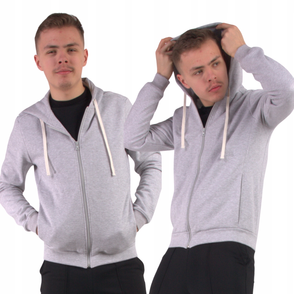 Pánská mikina s kapucí se zapínáním na zip Šedá L