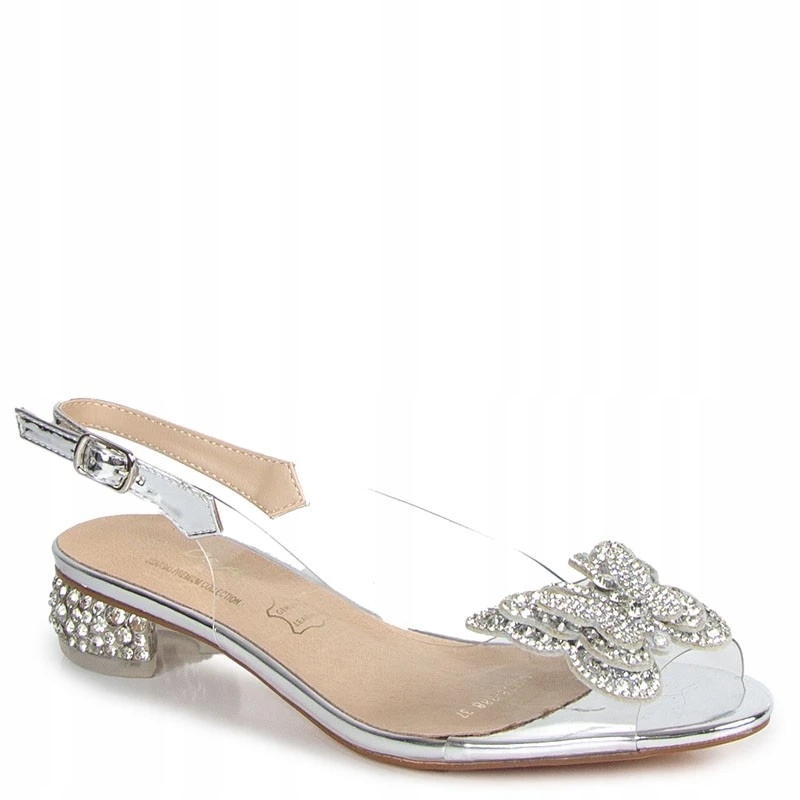 S.barski MR38-388 Transparentní Sandály S Ozdobou, Stříbrné 37