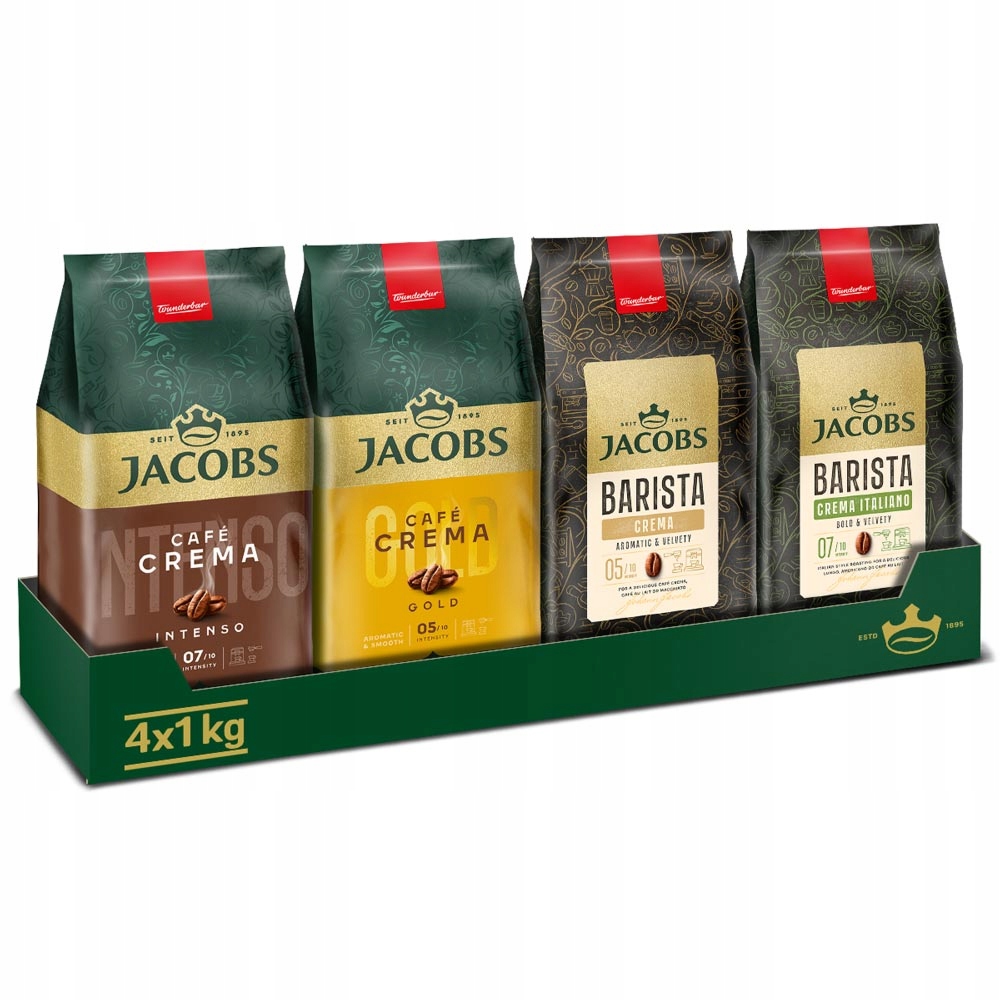 Kawa ziarnista Jacobs Crema, Barista Crema, Italiano 4x 1kg